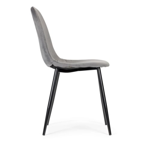 Komplet 4 krzeseł welurowych krzesło do jadalni i salonu szare ModernHome