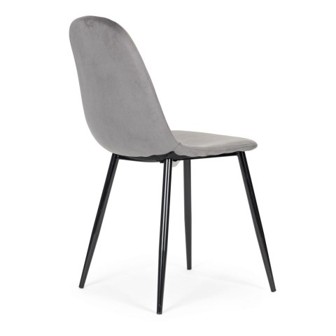 Komplet 4 krzeseł welurowych krzesło do jadalni i salonu szare ModernHome
