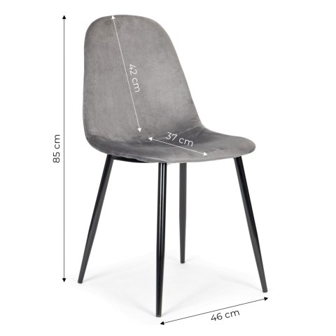 Komplet 4 krzeseł welurowych krzesło do jadalni i salonu szare ModernHome