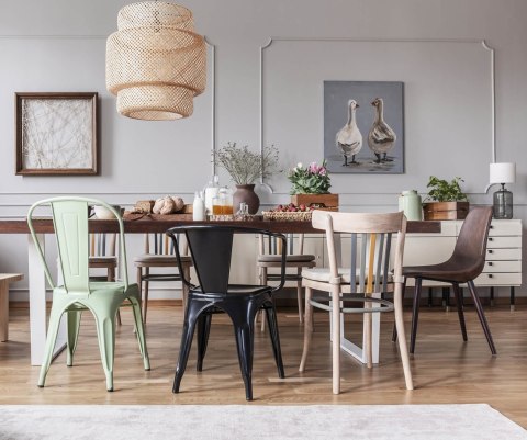 METALOWE ŻÓŁTE KRZESŁO ARTPRO LOFT, INDUSTRIALNE, DO KUCHNI, DO JADALNI