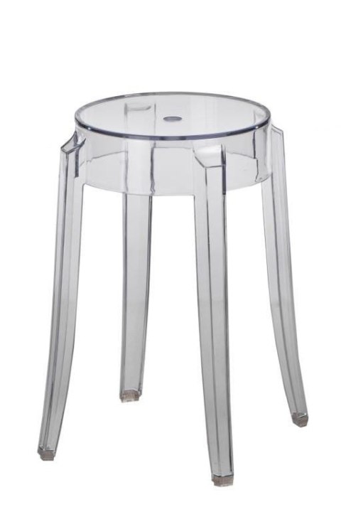 PRZEZROCZYSTY STOŁEK, TABORET - DUCH, 46 CM, OKRĄGŁY, DO KUCHNI, DO LOKALU