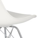 BIAŁE KRZESŁO SKANDYNAWSKIE FIORD, ELEGANCKIE, CHROM, DO SALONU, JADALNI