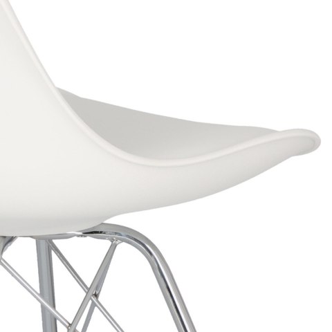 BIAŁE KRZESŁO SKANDYNAWSKIE FIORD, ELEGANCKIE, CHROM, DO SALONU, JADALNI