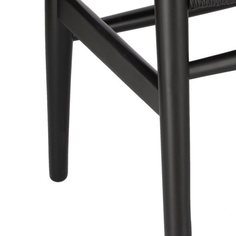 CZARNE DREWNIANE KRZESŁO DO SALONU I JADALNI, PLECIONKA, VINTAGE