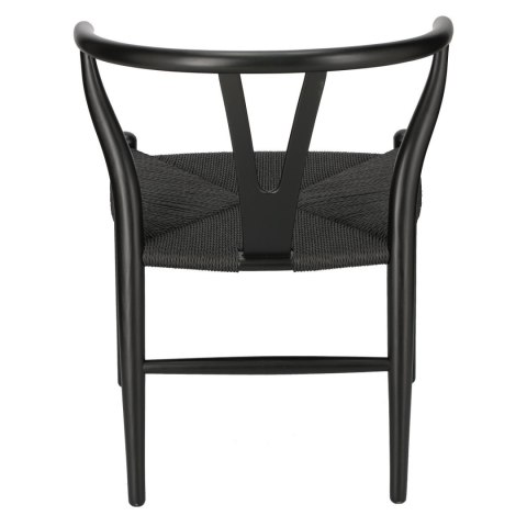 CZARNE DREWNIANE KRZESŁO DO SALONU I JADALNI, PLECIONKA, VINTAGE