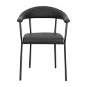 CZARNE KRZESŁO NEXT, DO KUCHNI, DO JADALNI, METAL, EKOSKÓRA, NOWOCZESNE