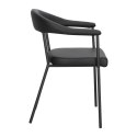 CZARNE KRZESŁO NEXT, DO KUCHNI, DO JADALNI, METAL, EKOSKÓRA, NOWOCZESNE
