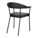 CZARNE KRZESŁO NEXT, DO KUCHNI, DO JADALNI, METAL, EKOSKÓRA, NOWOCZESNE