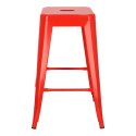 CZERWONY METALOWY HOKER LOFT ARTPRO, STOŁEK BAROWY DO KUCHNI, 75 CM