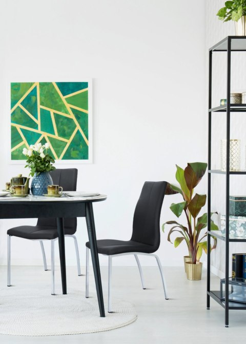 ELEGANCKIE KRZESŁO DO JADALNI, CZARNE, CHROM, DO KUCHNI, DO JADALNI