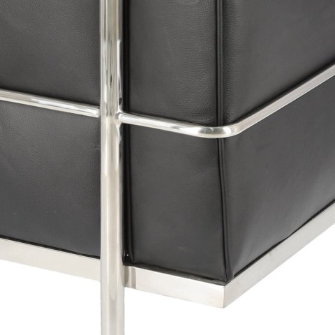 Fotel Ekskluzywny, czarna skóra, szeroki, chrom