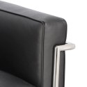 Fotel Ekskluzywny, czarna skóra, szeroki, chrom