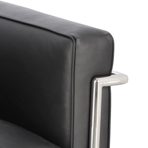 Fotel Ekskluzywny, czarna skóra, szeroki, chrom