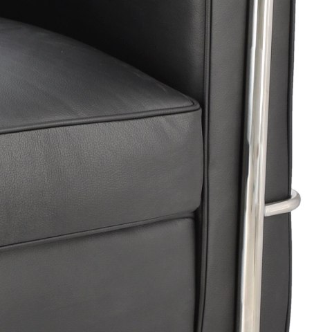 Fotel Ekskluzywny, czarna skóra, szeroki, chrom