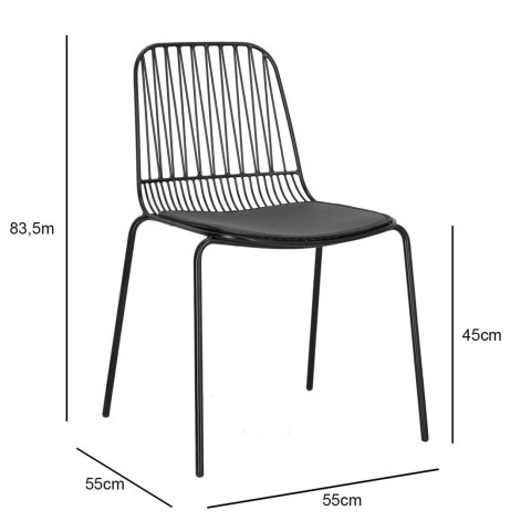 INDUSTRIALNE CZARNE KRZESŁO, METALOWE, Z PODUSZKĄ, LOFT, DO JADALNI