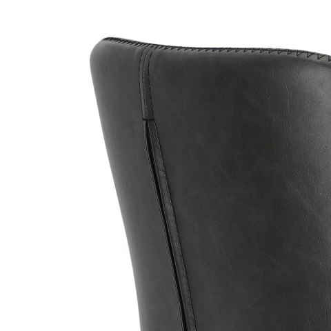 KRZESŁO TAPICEROWANE RUSTICO, DO JADALNI, SALON, EKOSKÓRA, CZARNE, PIKOWANE