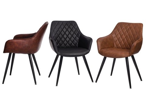 Krzesło Pikowane, skórzane, czarne, regulowane, do kuchni, do jadalni