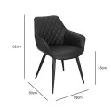 Krzesło Pikowane, skórzane, czarne, regulowane, do kuchni, do jadalni
