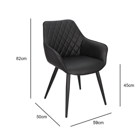 Krzesło Pikowane, skórzane, czarne, regulowane, do kuchni, do jadalni