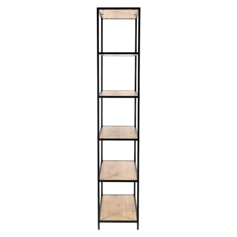 REGAŁ DENMARK, DĄB, 6 PÓŁEK, CZARNY METAL, LOFT, INDUSTRIALNY, 185 CM