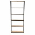 REGAŁ DENMARK, DĄB, 6 PÓŁEK, CZARNY METAL, LOFT, INDUSTRIALNY, 185 CM