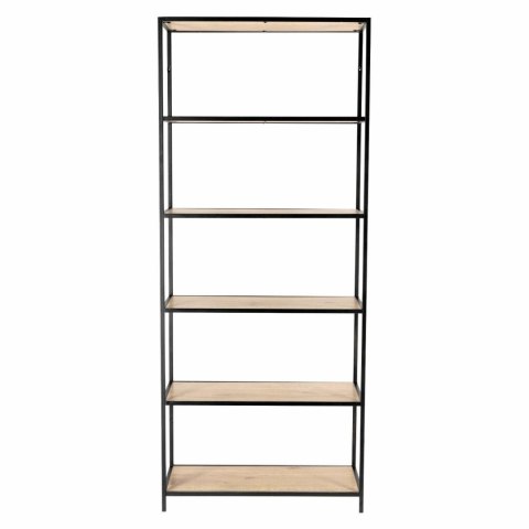 REGAŁ DENMARK, DĄB, 6 PÓŁEK, CZARNY METAL, LOFT, INDUSTRIALNY, 185 CM