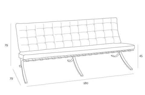 Sofa BA3 3 osobowa, jasny brąz skóra naturalna ( Rozmiar: uniwersalny )