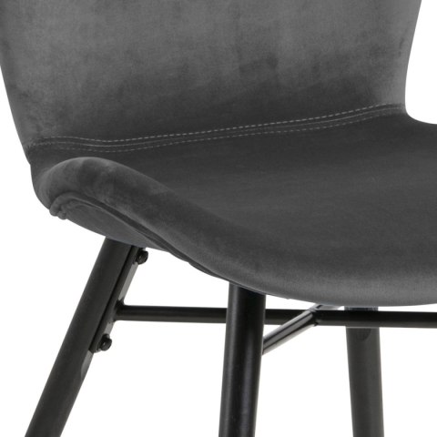 TAPICEROWANE CIEMNE SZARE KRZESŁO BRETANIA, DREWNO DĘBOWE WELUR, DO JADALNI