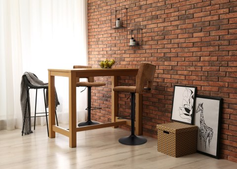 TAPICEROWANY HOKER SWIFT, BRĄZOWY, CZARNY, OBROTOWY, REGULOWANY Z OPARCIEM