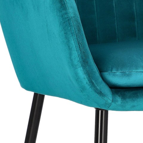 TURKUSOWE TAPICEROWANE KRZESŁO DO JADALNI, DO SALONU, Z PODŁOKIETNIKAMI