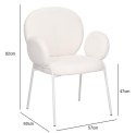 BEŻOWE KRZESŁO MODERN GLAMOUR Z PODŁOKIETNIKAMI, DO JADALNI, TKANINA BOUCLE
