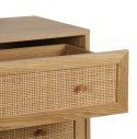 KOMODA SORENA, 3 SZUFLADY, RATTAN, STYL BOHO, JASNY DĄB, DREWNO, SALON