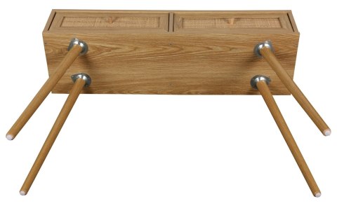 KONSOLA SORENA, 2 SZUFLADY, RATTAN, BOHO, DĄB, DREWNIANE NOGI, NOWOCZESNA
