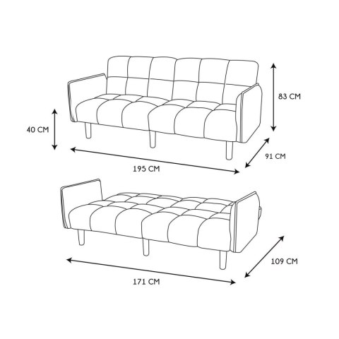 Sofa Sara szara ( Rozmiar: uniwersalny )