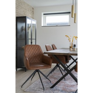 Krzesło do jadalni Harbo Intesi obrotowe brązowe ekoskóra z podłokietnikami loft vintage ( Rozmiar: uniwersalny )