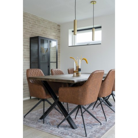 Krzesło do jadalni Harbo Intesi obrotowe brązowe ekoskóra z podłokietnikami loft vintage ( Rozmiar: uniwersalny )