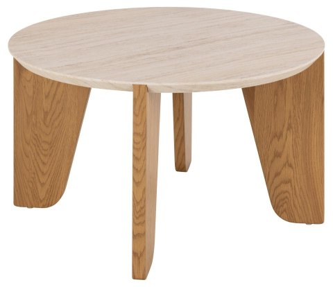Stolik kawowy Dockland śr. 80cm trawertyn/dąb ( Rozmiar: uniwersalny )