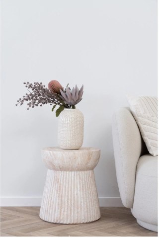 STOLIK KAWOWY OKRĄGŁY VELORA, BIAŁY, 37 CM, ŁAWA, DO SALONU, LOFT