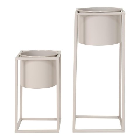 Zestaw 2 metalowych kwietników Marla beżowych do salonu i na balkon Intesi 50,5 cm ( Rozmiar: uniwersalny )