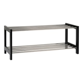 Czarna półka na buty Padova Intesi do przedpokoju metalowo-drewniana klasyczna 78 cm ( Rozmiar: uniwersalny )