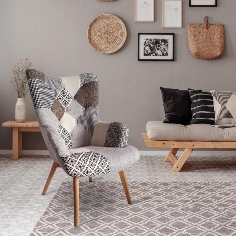 Fotel uszak Helsinki szary patchwork ( Rozmiar: uniwersalny )