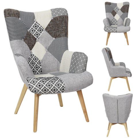 Fotel uszak Helsinki szary patchwork ( Rozmiar: uniwersalny )