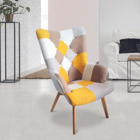 Fotel uszak Helsinki żółty patchwork ( Rozmiar: uniwersalny )