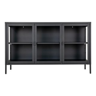 Komoda czarna loftowa Brisbane 140 cm z szybą na nóżkach do salonu lub pod telewizor Intesi ( Rozmiar: uniwersalny )