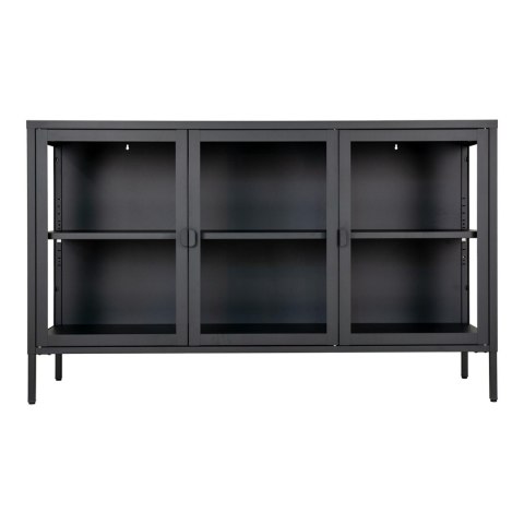 Komoda czarna loftowa Brisbane 140 cm z szybą na nóżkach do salonu lub pod telewizor Intesi ( Rozmiar: uniwersalny )