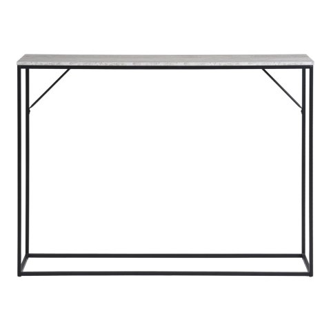 Konsola Vita loftowa wąska trawertynowa czarna metalowa do przedpokoju Intesi 110x26 cm ( Rozmiar: uniwersalny )