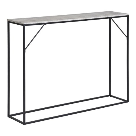 Konsola Vita loftowa wąska trawertynowa czarna metalowa do przedpokoju Intesi 110x26 cm ( Rozmiar: uniwersalny )