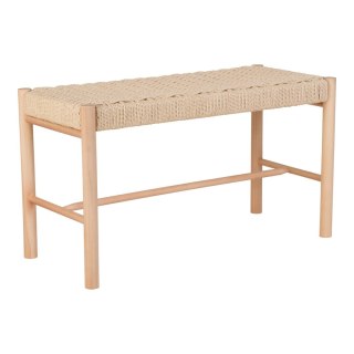 Ławka drewniana Abano beżowa do przedpokoju i jadalni boho z siedziskiem ze sznurka 80 cm ( Rozmiar: uniwersalny )