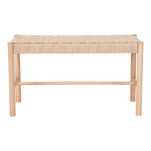 Ławka drewniana Abano beżowa do przedpokoju i jadalni boho z siedziskiem ze sznurka 80 cm ( Rozmiar: uniwersalny )