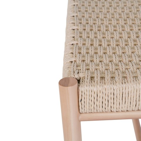 Ławka drewniana Abano beżowa do przedpokoju i jadalni boho z siedziskiem ze sznurka 80 cm ( Rozmiar: uniwersalny )